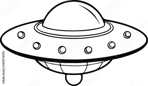 Printable UFO Spaceship Coloring Page for Children to Stimulate Creativity Pro Vector