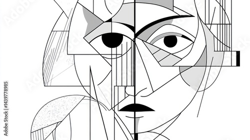 Abstract face, geometric design, graphic art, potential stock photo photo