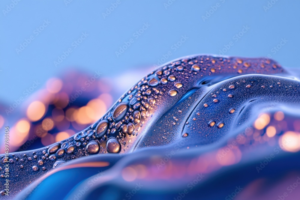 Fototapeta premium Abstract blue surface with water drops