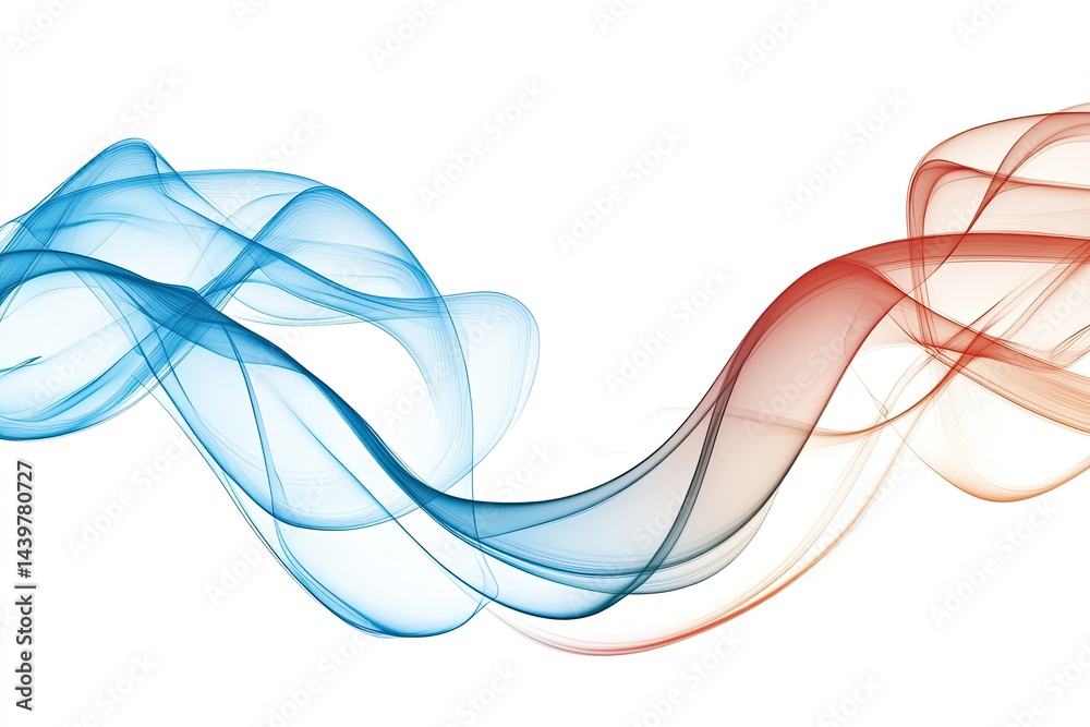 Naklejka premium Abstract blue and red flowing smoke design
