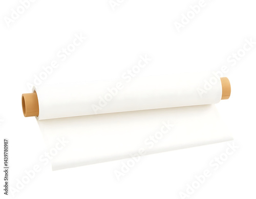 White Paper Roll on a Transparent Background