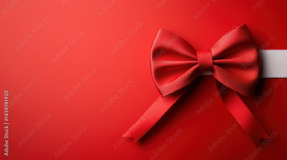 A stylish and sophisticated red bow set against a smooth textured background, perfectly suited for gifts, weddings, or holiday presentations and celebrations. A stylish and sophisticated red bow set against a smooth textured background, perfectly suited for gifts, weddings, or holiday presentations and celebrations.