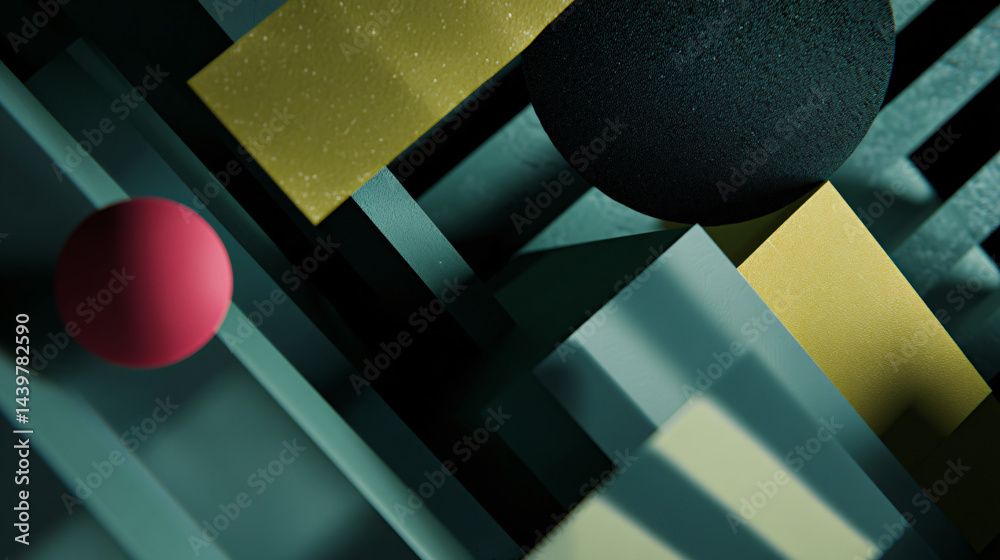 3D abstract design with modern geometric shapes.
