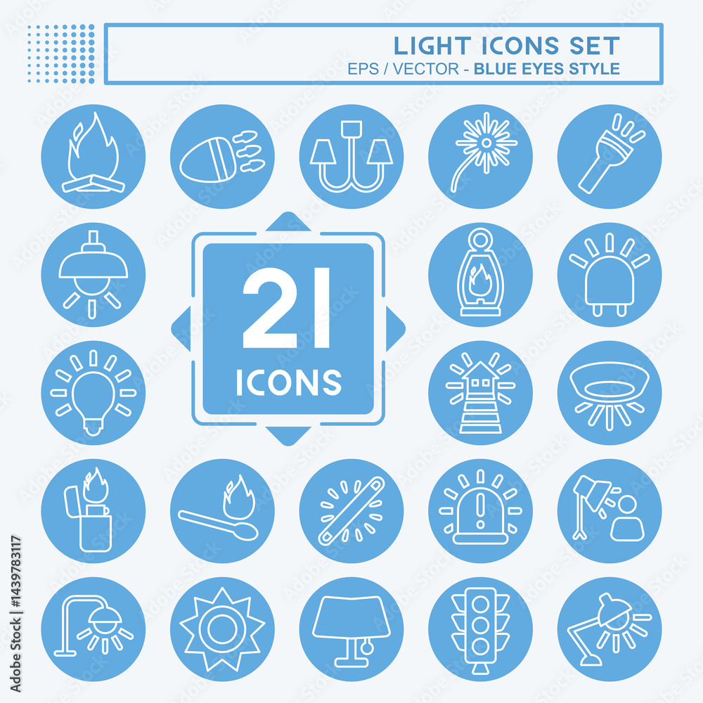 Icon Set Light. related to Celebration symbol. blue eyes style. design editable Icon Set Light. related to Celebration symbol. blue eyes style. design editable