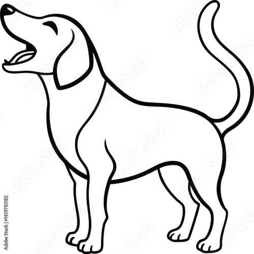 Happy Beagle Dog Outline Vector Illustration, Smiling Cartoon Puppy Clipart for Coloring Pages, Pet Lover Sublimation Designs, Stickers, Transparent Pet Art Line Drawing for Digital Use