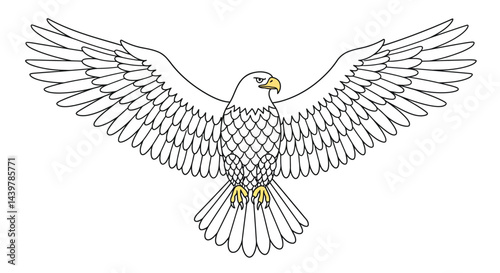 Powerful Majestic Eagle Strong Bold Line Adult Coloring Template