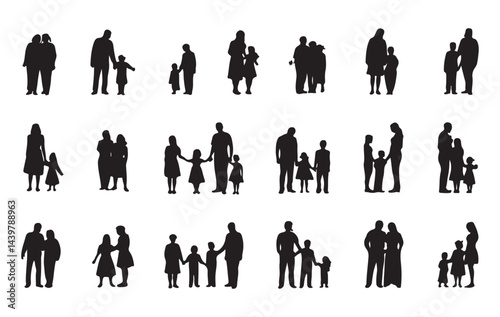 Set of Silhouettes of Family Members for Family and Childhood Designs