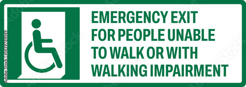 emergency and first aid safety signs v2 uppercase text_emergency exit for people unable to walk or with walking impairment (right)_landscape size 1/2 a4,a3,a2,a1	 
