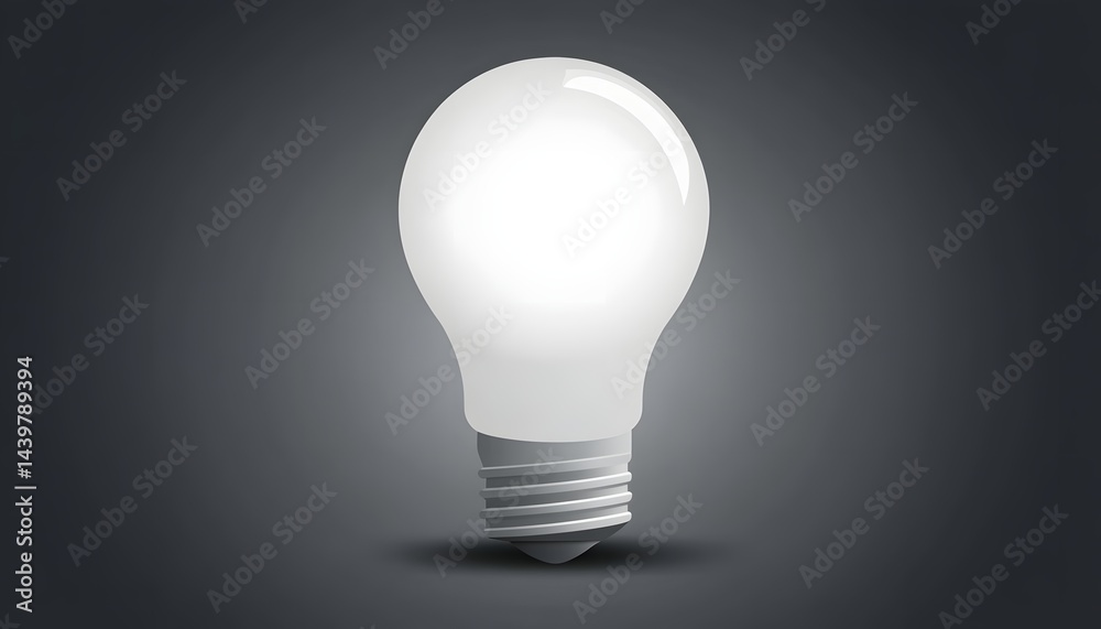 A bright white lightbulb illuminates against a dark grey backdrop