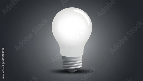 A bright white lightbulb illuminates against a dark grey backdrop