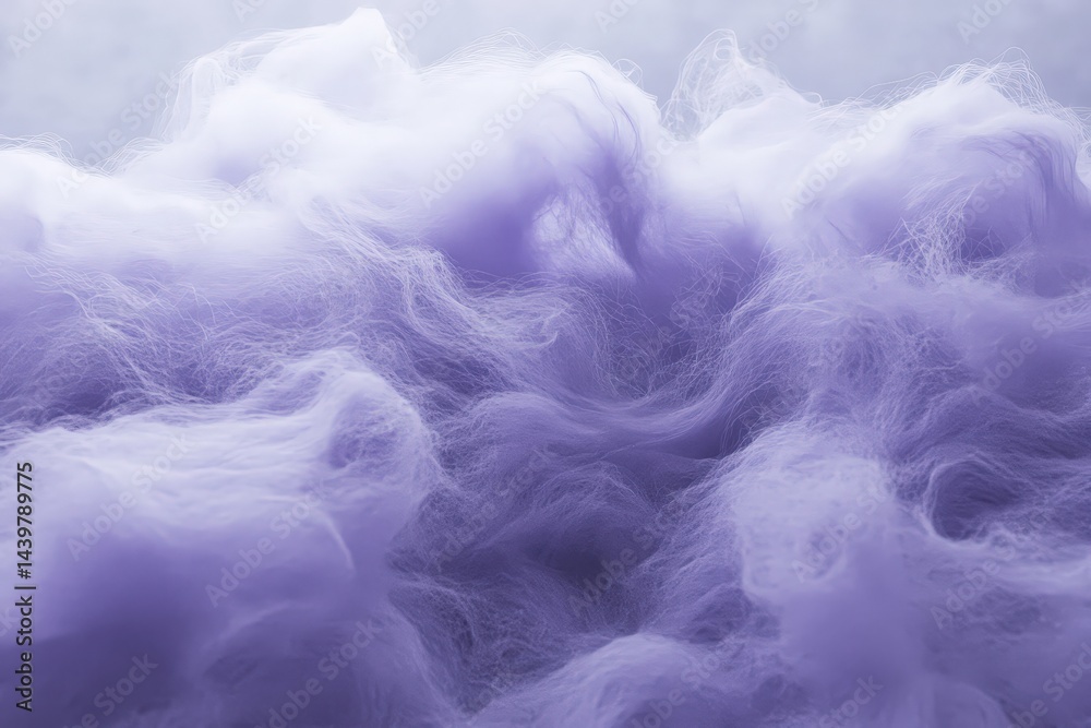 Fototapeta premium Abstract close-up of fluffy violet cloud-like material.
