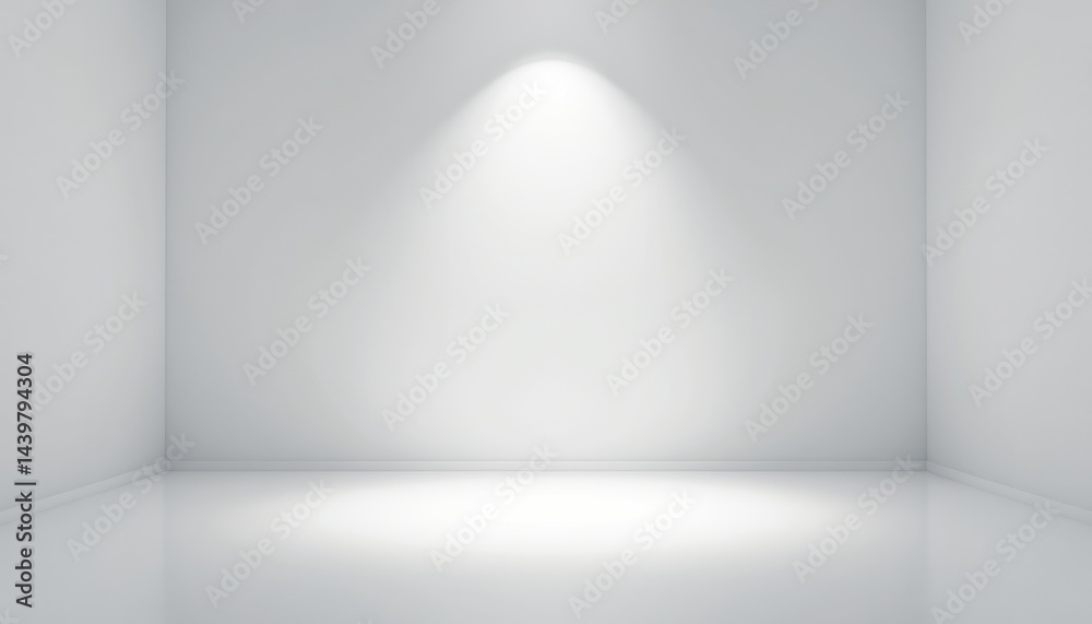Obraz premium smooth white minimalist floor illuminated by single spotlight, empty room concept symbolizing clarity, focus