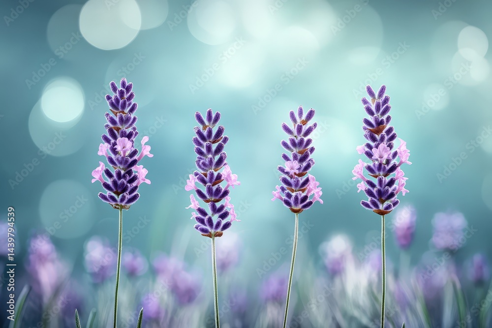 Obraz premium Soft focus image of lavender blossoms in a gentle light.