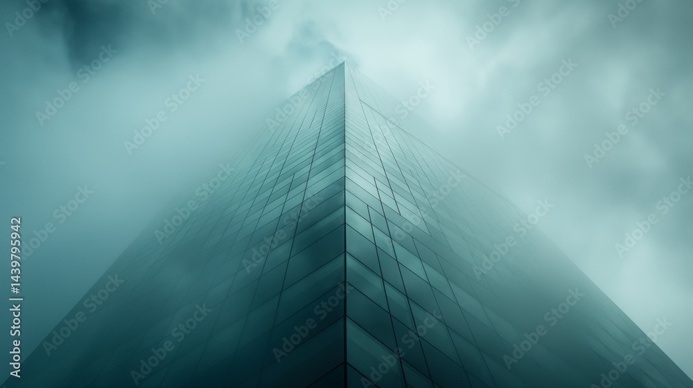 Urban city skyline shrouded in haze and pollution affecting visibility and air quality