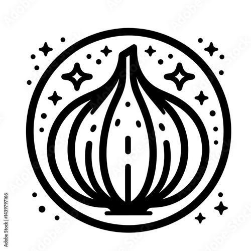 Garlic bulb illustration, flavorful mood, culinary design, on white background, copy space
