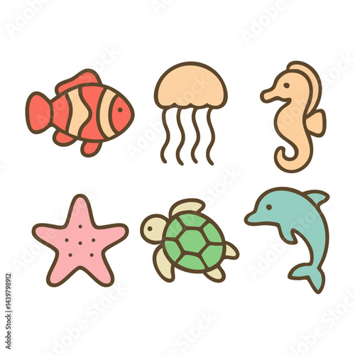Cute Sea Creatures Illustration