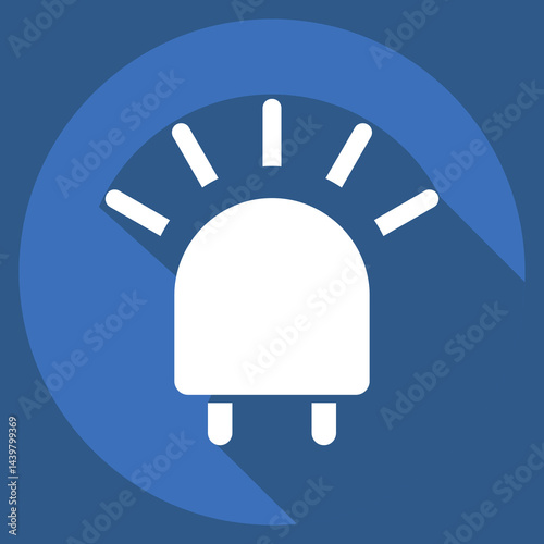 Icon LED. related to Light symbol. long shadow style. design editable