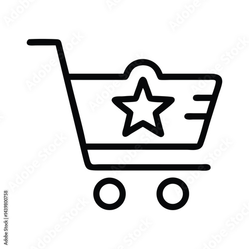 Shopping Cart Icon with Star Rating for Customer Reviews