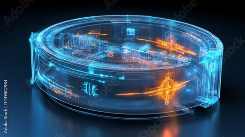 Obraz na płótnie Transparent toroidal model illustrating energy dynamics in a futuristic laboratory setting w salonie