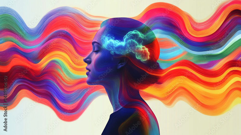 Obraz premium Surreal and Vibrant Depiction of Epilepsy, Mental Health, and Emotional Journey