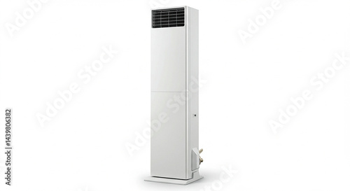 스탠드형 에어컨 – 흰 바탕 위 세로형 에어컨 단독 전면