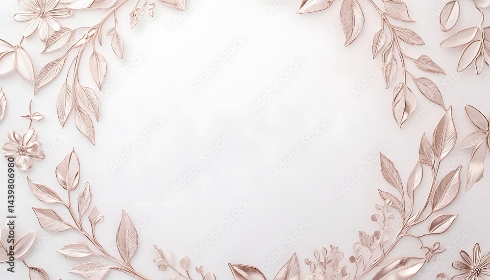 Decorative floral and leaf elements arranged in a circular frame