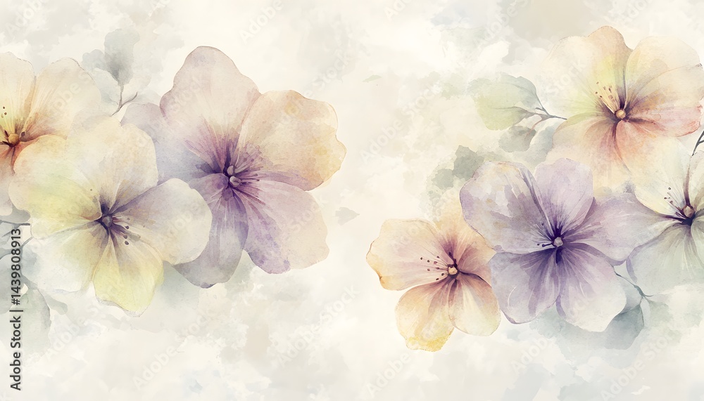 Beautiful watercolor painting showcasing delicate flowers and soft pastel colors