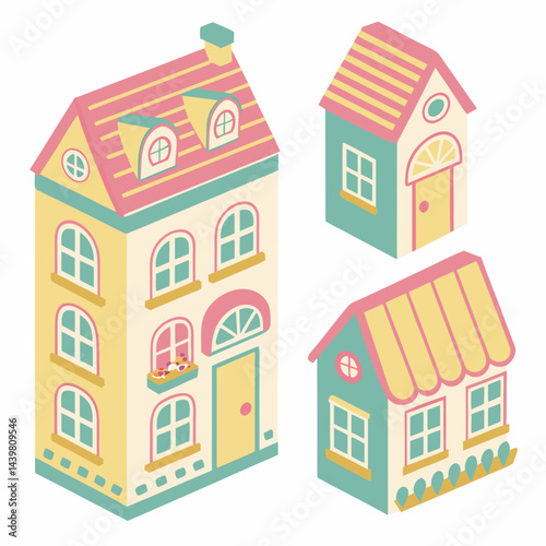 Maison Building Blocks Vector Set