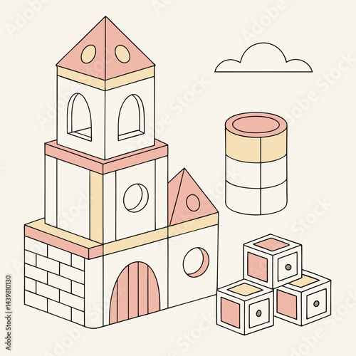 Maison Building Blocks Vector Set