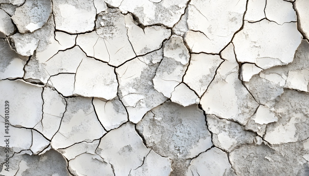 Cracking white paint revealing the textured surface beneath the layers