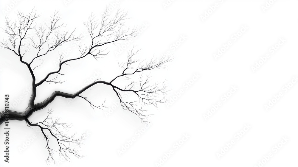 Fototapeta premium Minimalist Tree Branch Illustration on White Background tree branch illustration minimalist nature