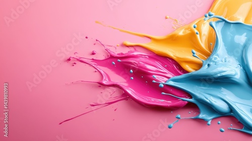 An artistic depiction of vivid streams of paint flowing and merging together, creating a harmonious arrangement of colors that captures the essence of creativity and fluidity. photo