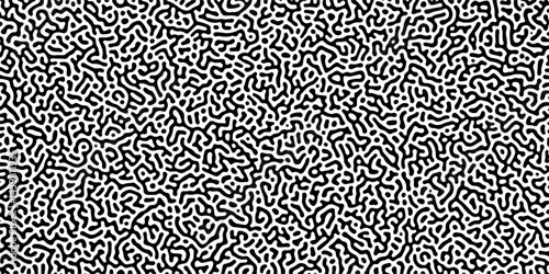 Organic seamless patterns with rounded lines Diffusion reaction background. Monochrome background of natural organic forms motion. Overlay template abstract Turing organic wallpaper background.