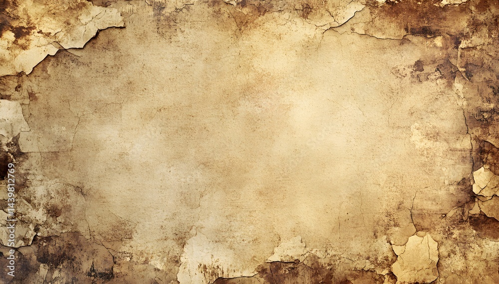 An old weathered wall with cracked paint and staining details