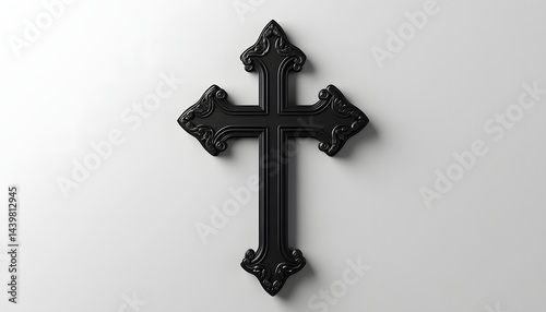 Obraz na płótnie A decorative black cross is shown against a white background w salonie