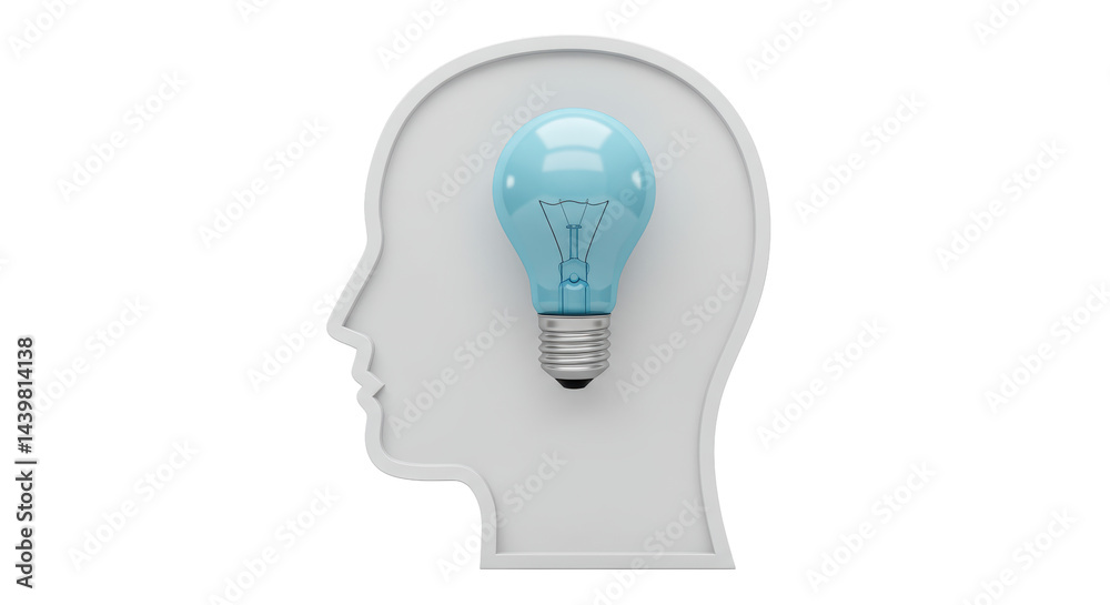 Isolated Head with Lightbulb Isolated Head with Lightbulb