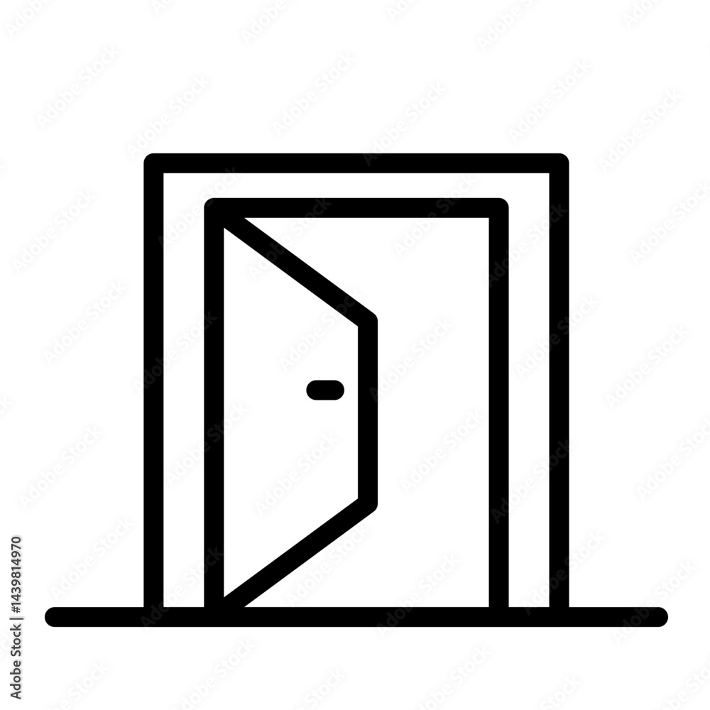 Open Door Vector Line Icon Design Open Door Vector Line Icon Design