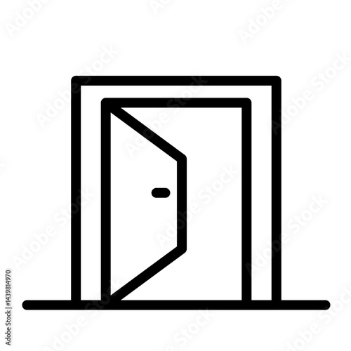 Open Door Vector Line Icon Design