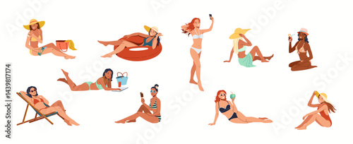 characters--girls-sunbathing-on-beach копия