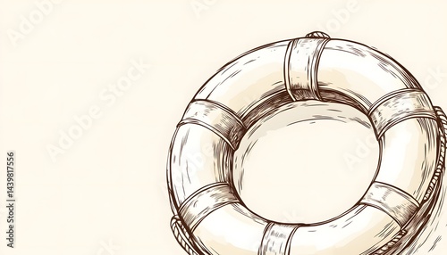 A simple illustration of a lifesaving ring with rope detail