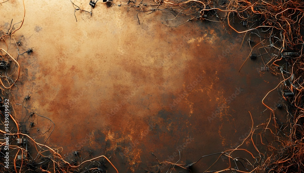 Abstract image featuring metal components and weathered texture patterns