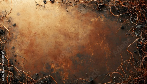Obraz na płótnie Abstract image featuring metal components and weathered texture patterns w salonie