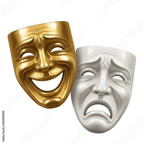 Dual theatrical masks gold and silver