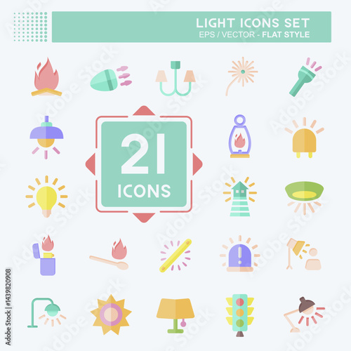 Icon Set Light. related to Celebration symbol. flat style. design editable