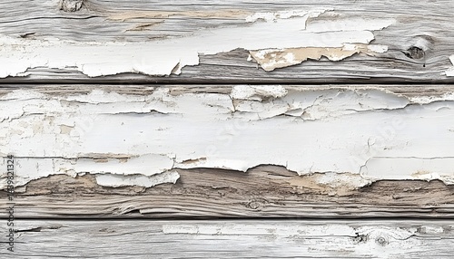 Obraz na płótnie Weathered wooden planks showing peeling white painted surface details w salonie