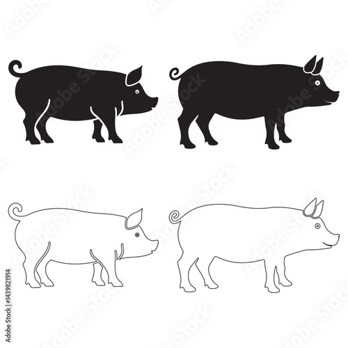   Pig silhouette design on white background. Pig logo, pig illustration Pro Vector