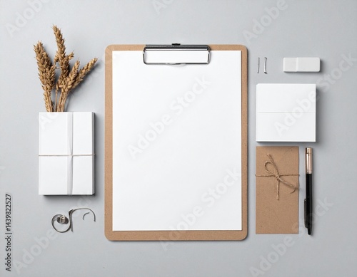 Natural Materials and Simple Stationery Mockup