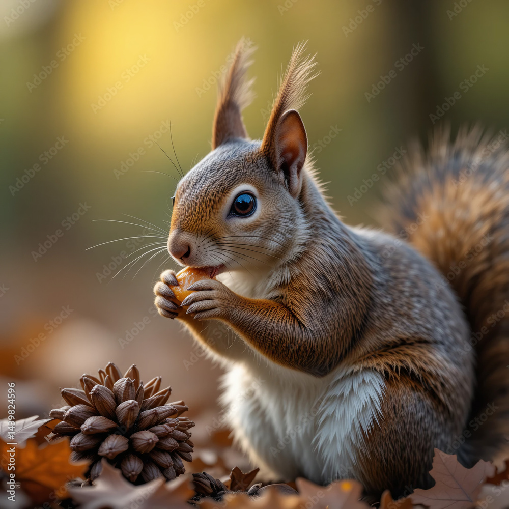 Obraz premium squirrel on a bench