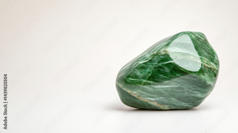 A captivating green jade stone with a rugged natural texture presents its beauty and authenticity, embodying elegance and cultural significance within a minimalist setting. A captivating green jade stone with a rugged natural texture presents its beauty and authenticity, embodying elegance and cultural significance within a minimalist setting.