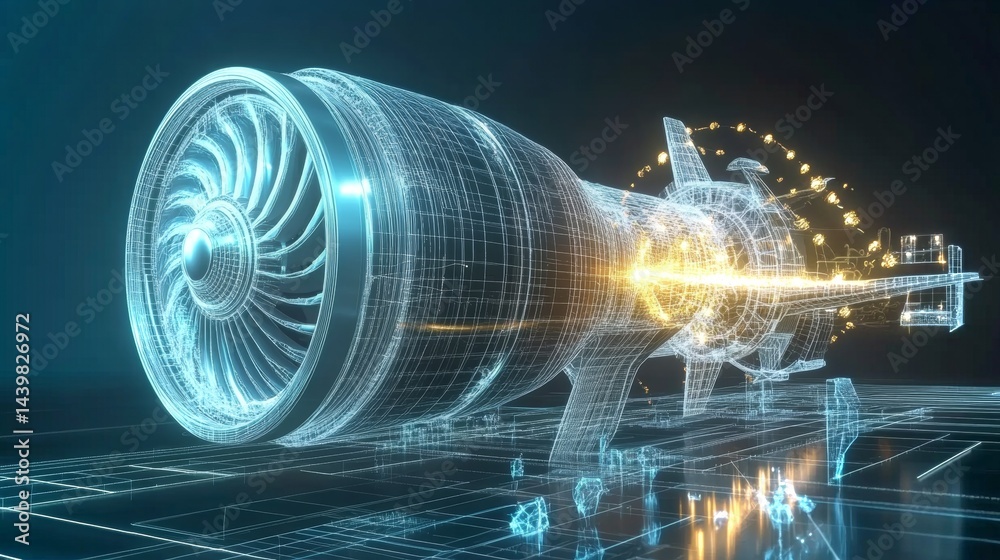 Transparent simulation illustrating cavitation damage in advanced jet engine technology
